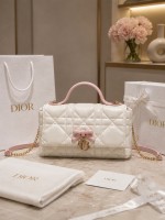 Miss Dior white-spun pink handle bow bag